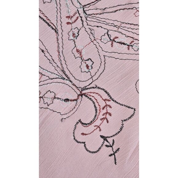 Pink Tunic Blouse Kimono Sleeve 1X Dressbarn Paisley Floral Whimsygoth Fairycore - Picture 12 of 14